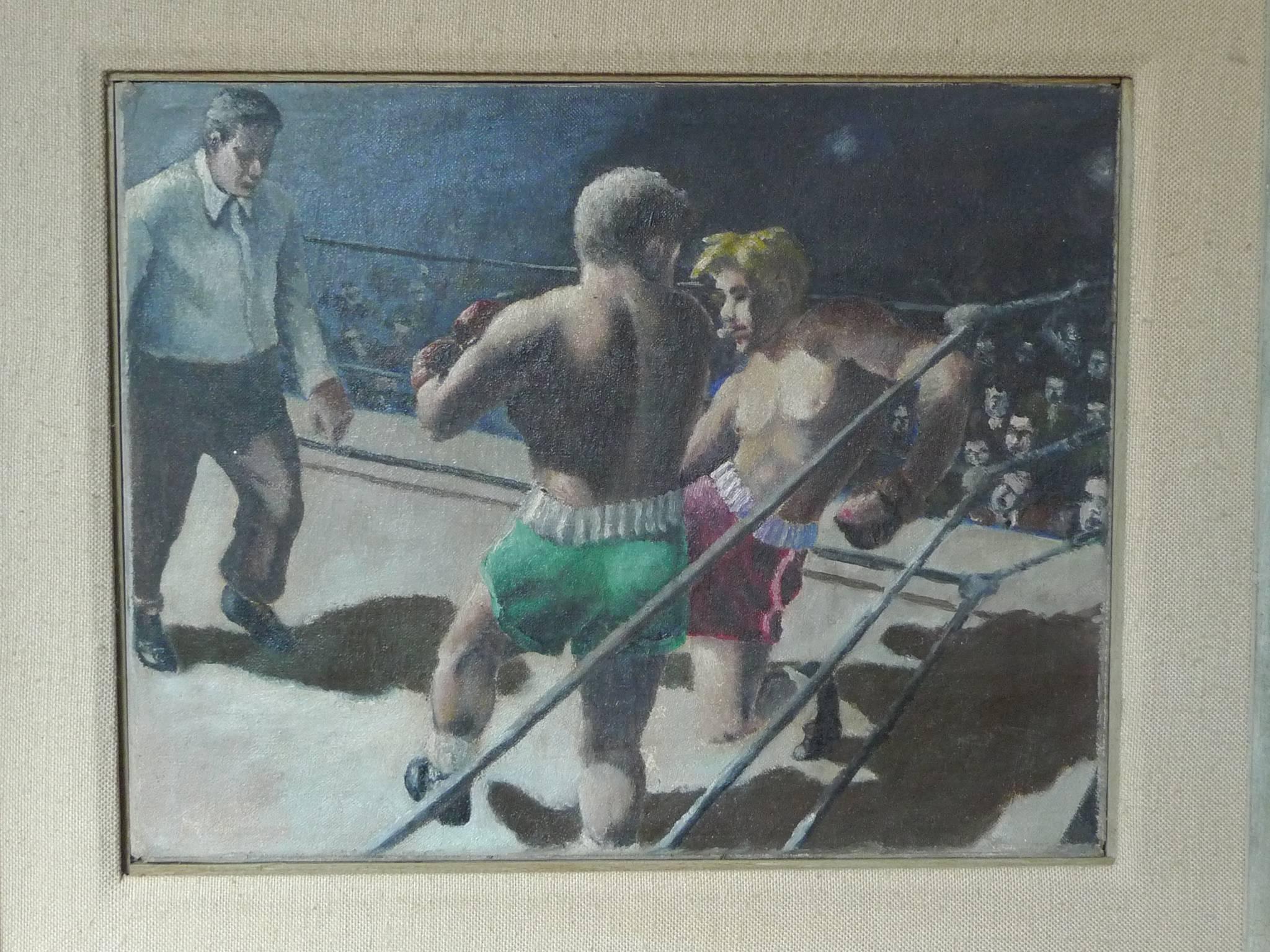 American Boxing Match, Oil Painting by Unknown Artist, after Robert Riggs