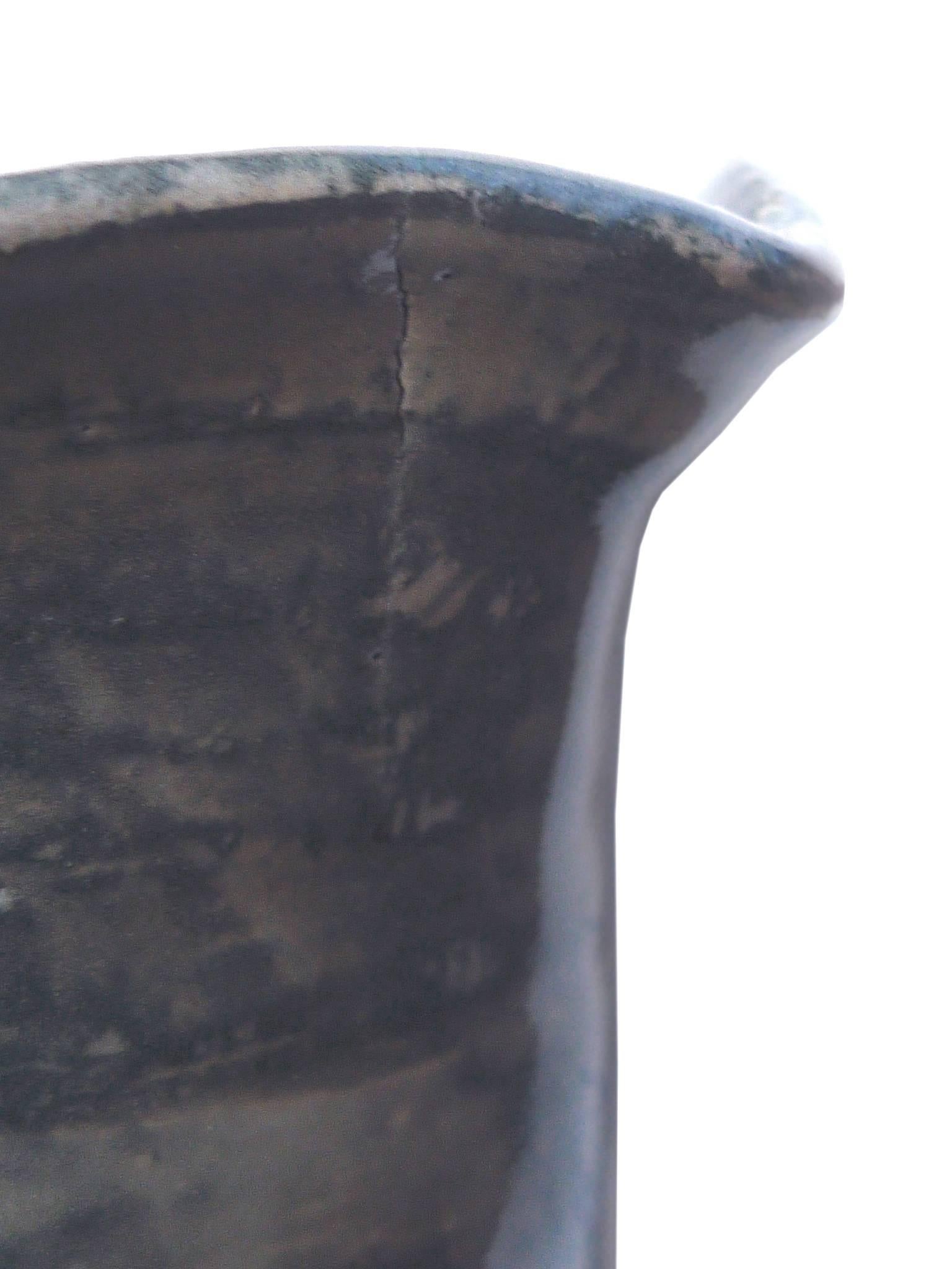 American Thom Lussier Gray Striped Ceramic Vase