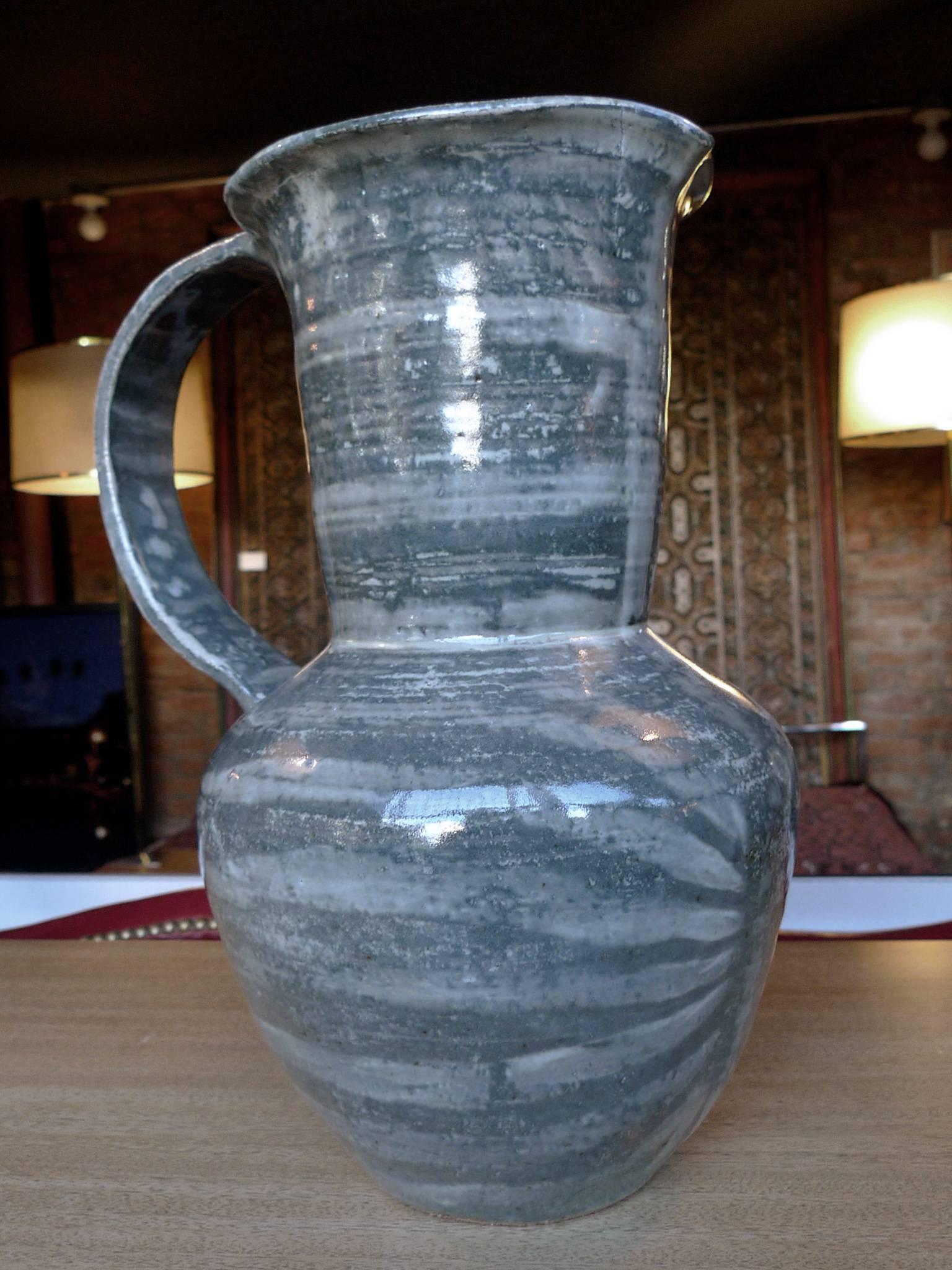 Contemporary Thom Lussier Gray Striped Ceramic Vase