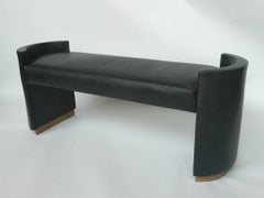 1980s Coal-Gray Faux Leather Bench in the Style of Steve Chase