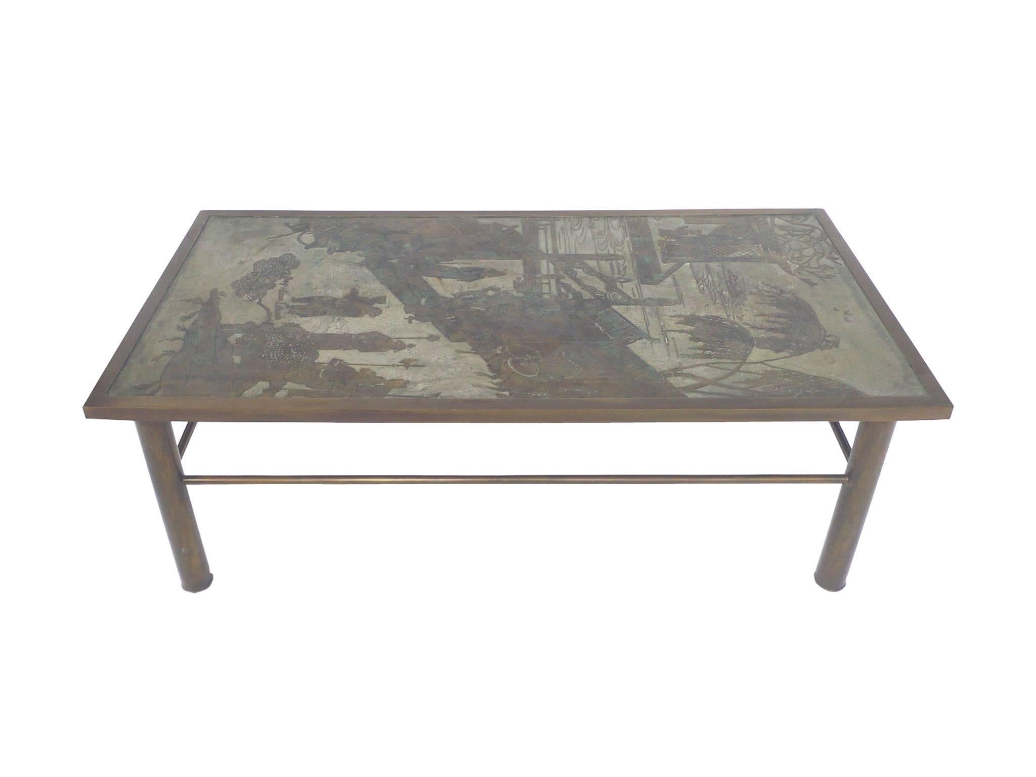 American Philip & Kelvin Laverne Etched Bronze Coffee Table
