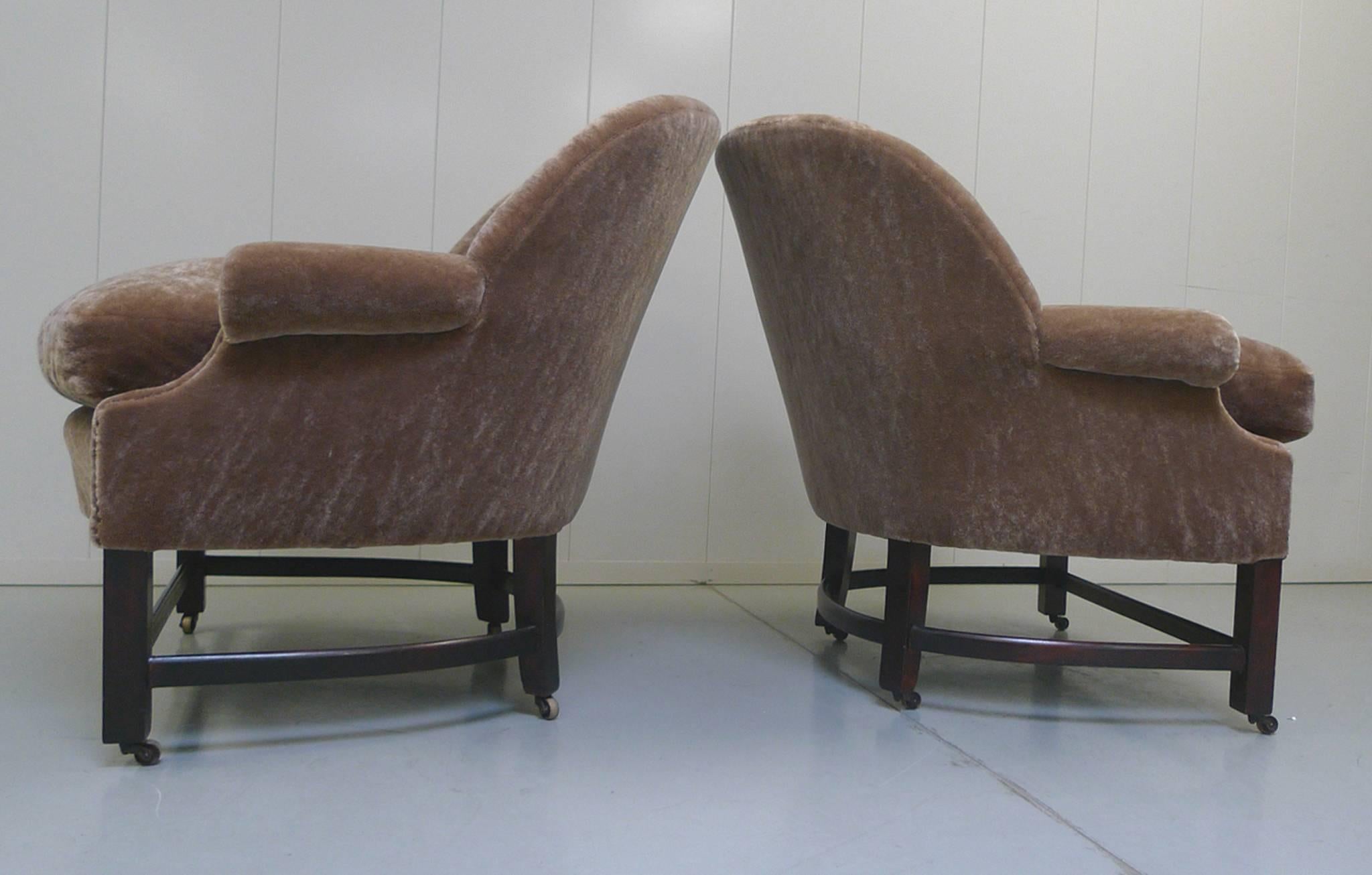 Midcentury Mohair Barrel Club Chairs In Good Condition In New York, NY