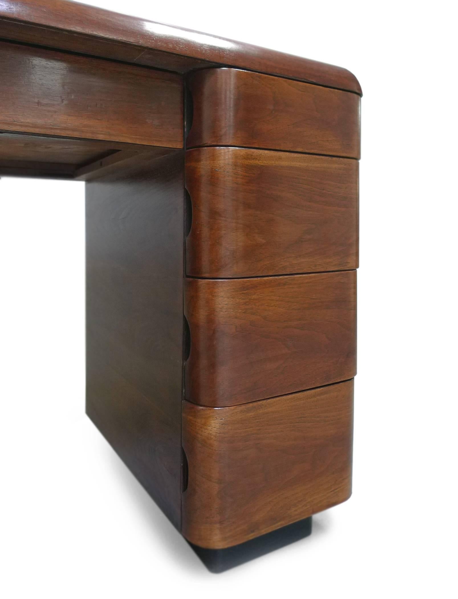 Plywood Paul Goldman 1940s Art Deco Rosewood Veneer Desk