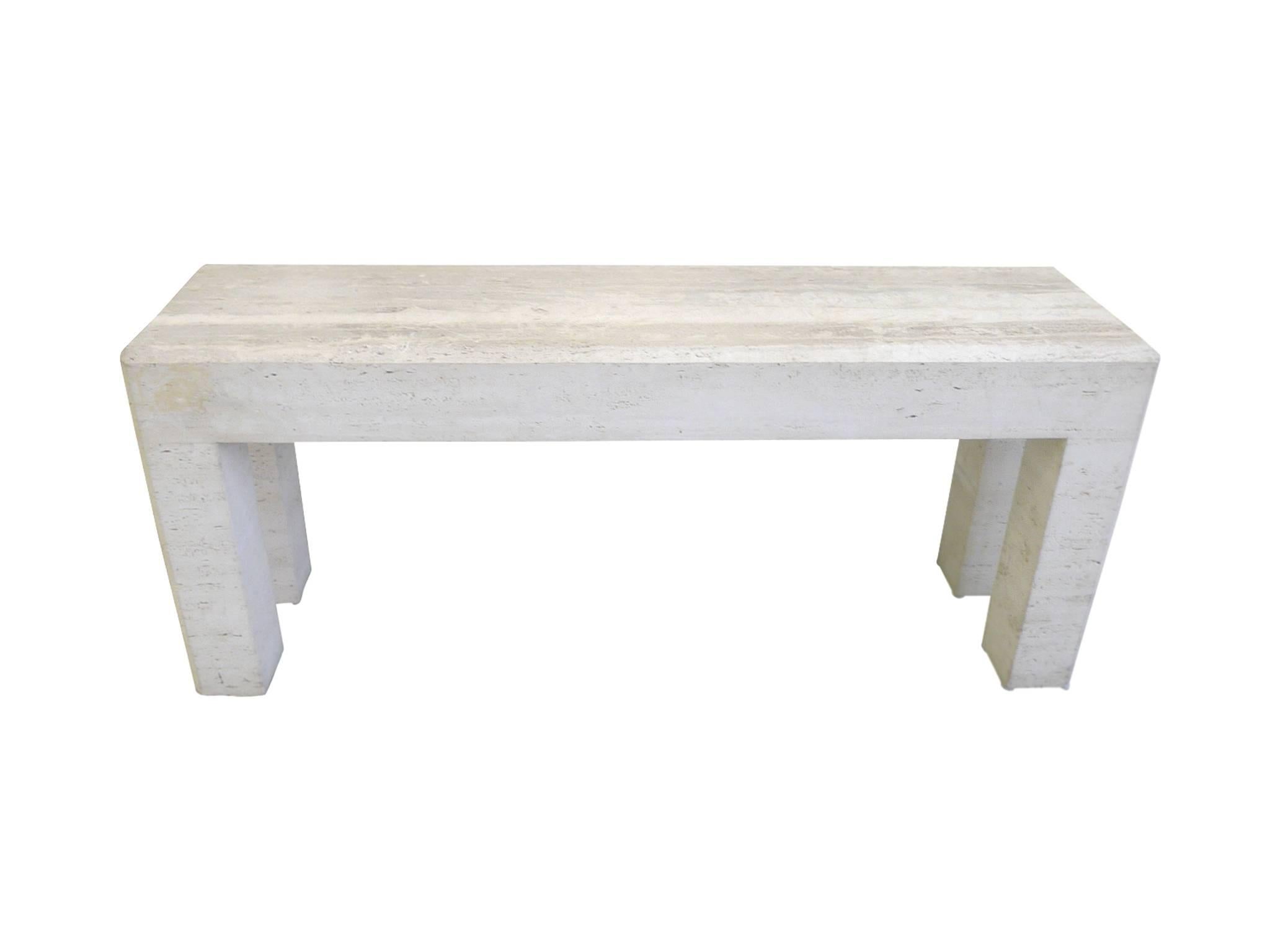 20th Century Travertine Console Sofa Table in the Manner of Maitland-Smith 1