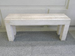 20th Century Travertine Console Sofa Table in the Manner of Maitland-Smith