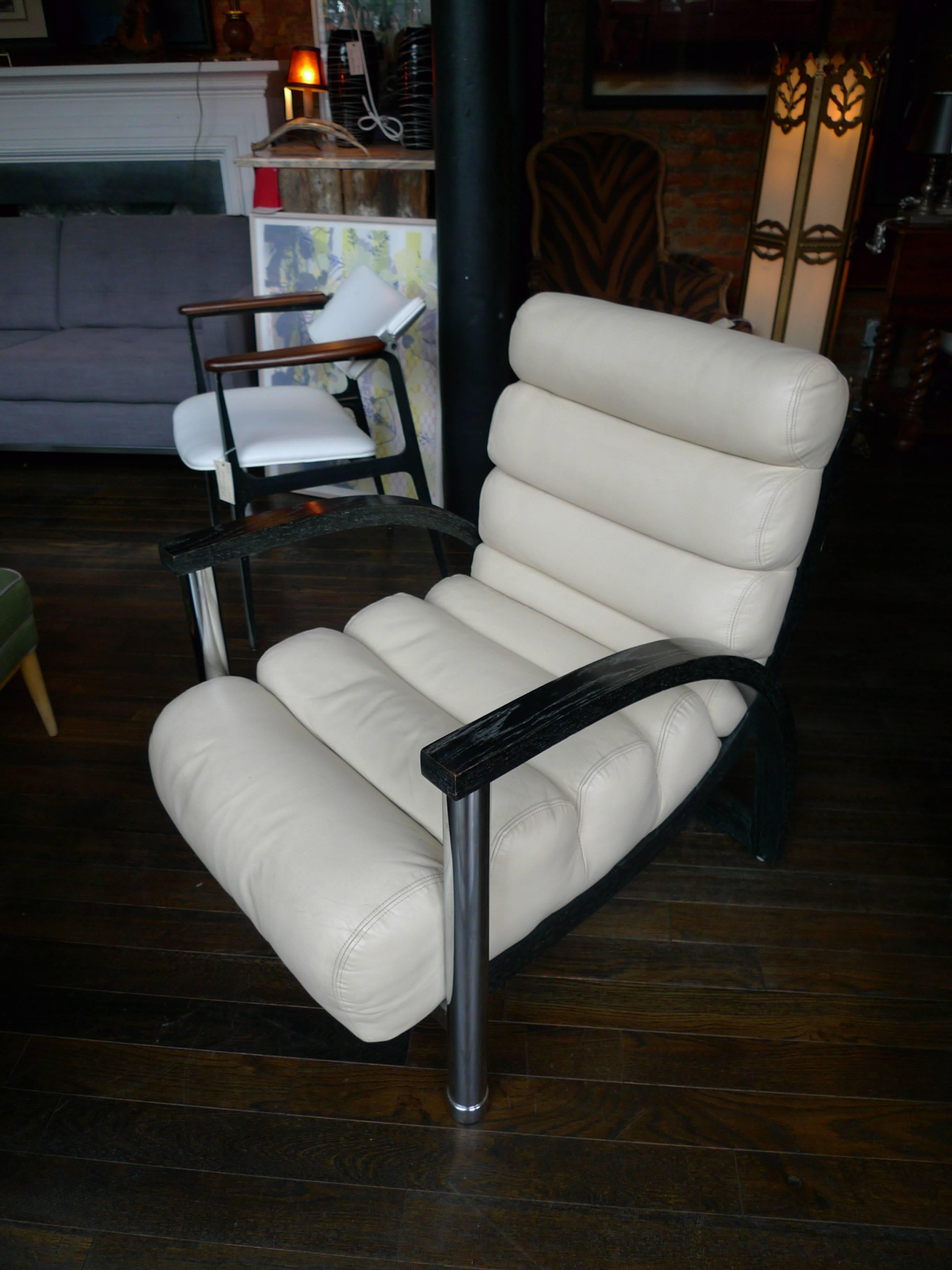 Chrome Pair of Jay Spectre Crescent Lounge Chairs
