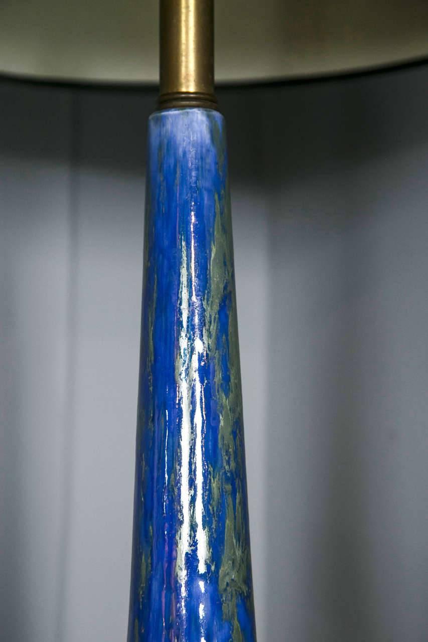Mid-20th Century 1960s Italian Blue Ceramic Lamp