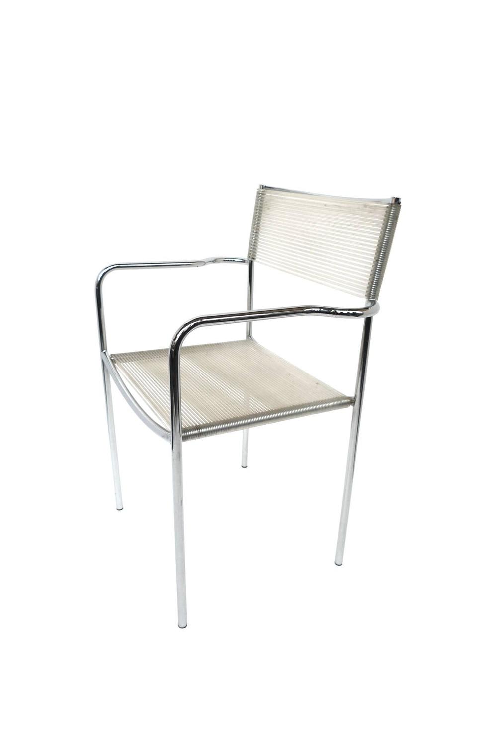 Set of Six Alias Italy "Spaghetti" Chromed Steel Chairs at ...
