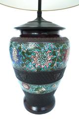 Japanese Champlevé Bronze Table Lamp