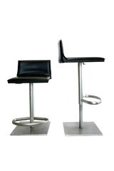 Italian Leather and Steel Height Adjustable Bar Stool by Frag