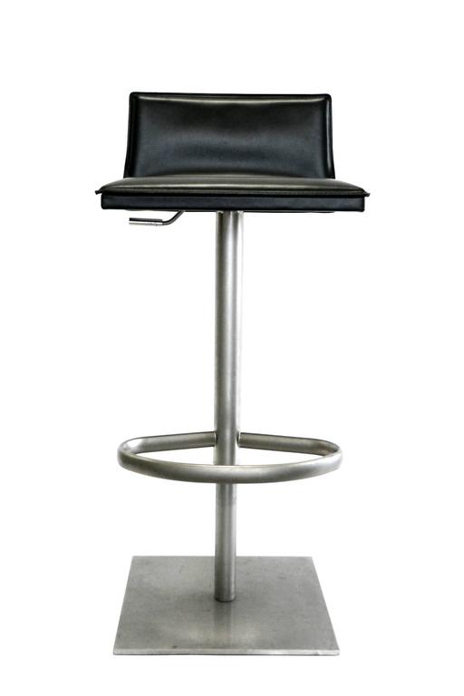 Italian Leather and Steel Height Adjustable Bar Stool by Frag at 1stDibs