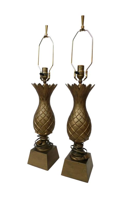1960s Brass Pineapple Lamps, A Pair at 1stDibs