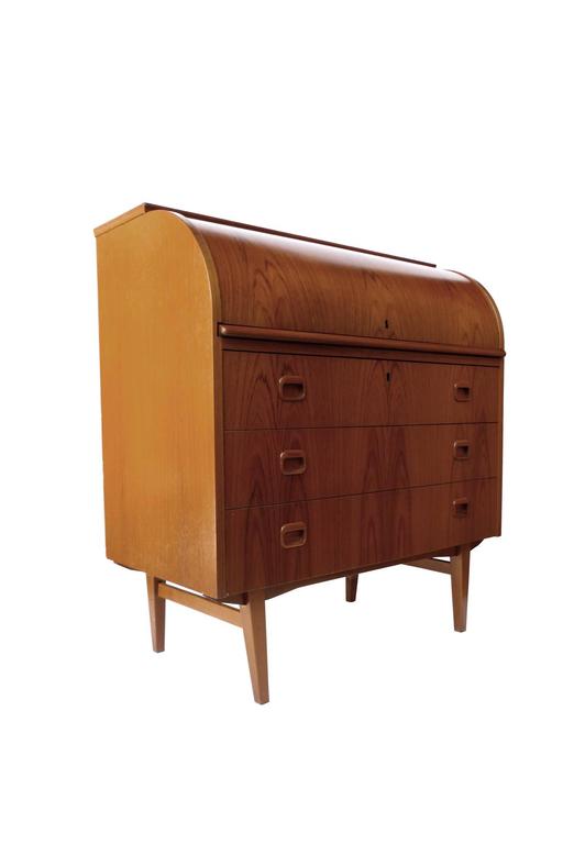 Midcentury Danish Rosewood Roll Top Secretary Desk In The Style Of Omann Junior