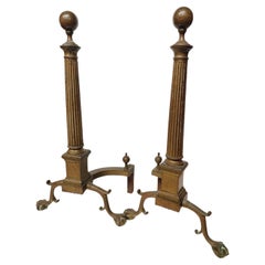 Antique French Brass Andirons - A Pair