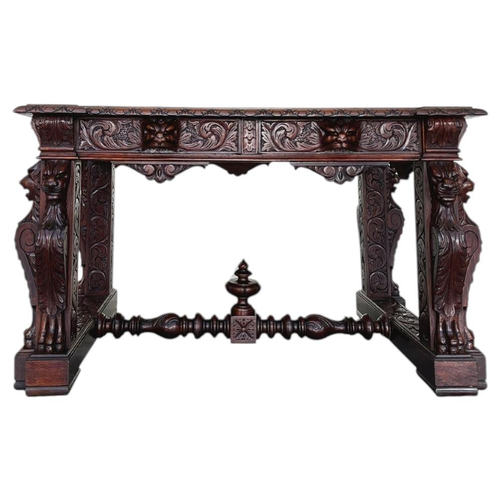 19th Century Carved Oak Desk in the Style of Style of R. J. Horner & Co. For Sale