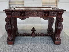 Scrivania in rovere intagliato del XIX secolo nello stile di R. J. Horner & Co.