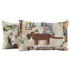 Custom Pillows With Clarence House Cut Velvet Fabric - A Pair