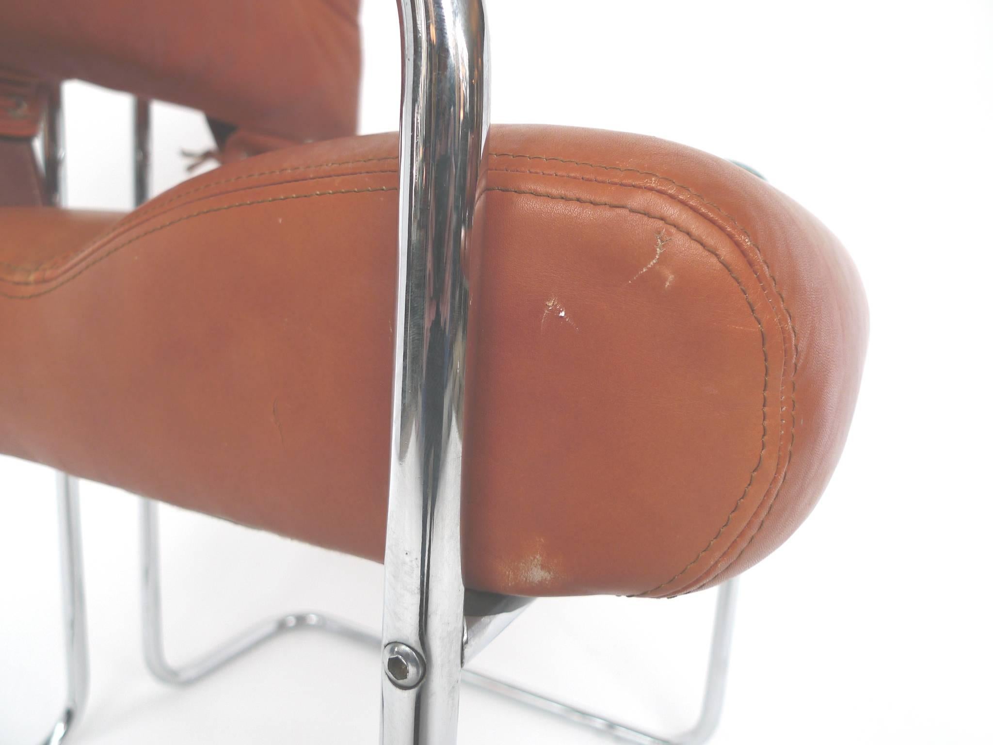 1970s Tucroma Leather and Chrome Dining Chairs by Guido Faleschini for Pace 3