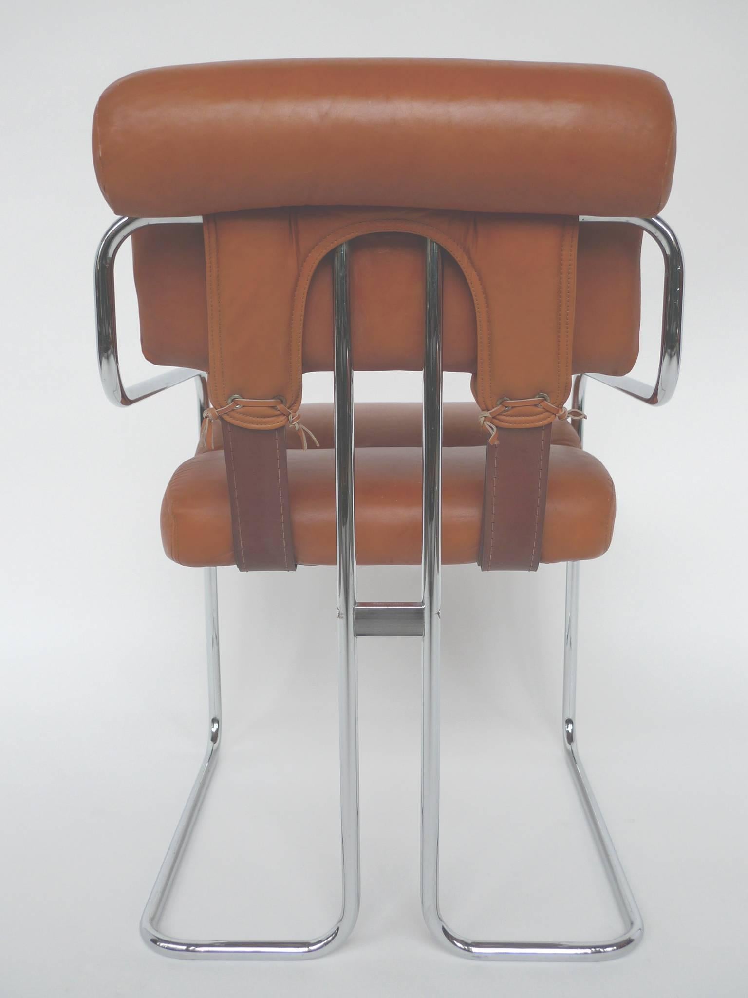 1970s Tucroma Leather and Chrome Dining Chairs by Guido Faleschini for Pace In Good Condition In New York, NY
