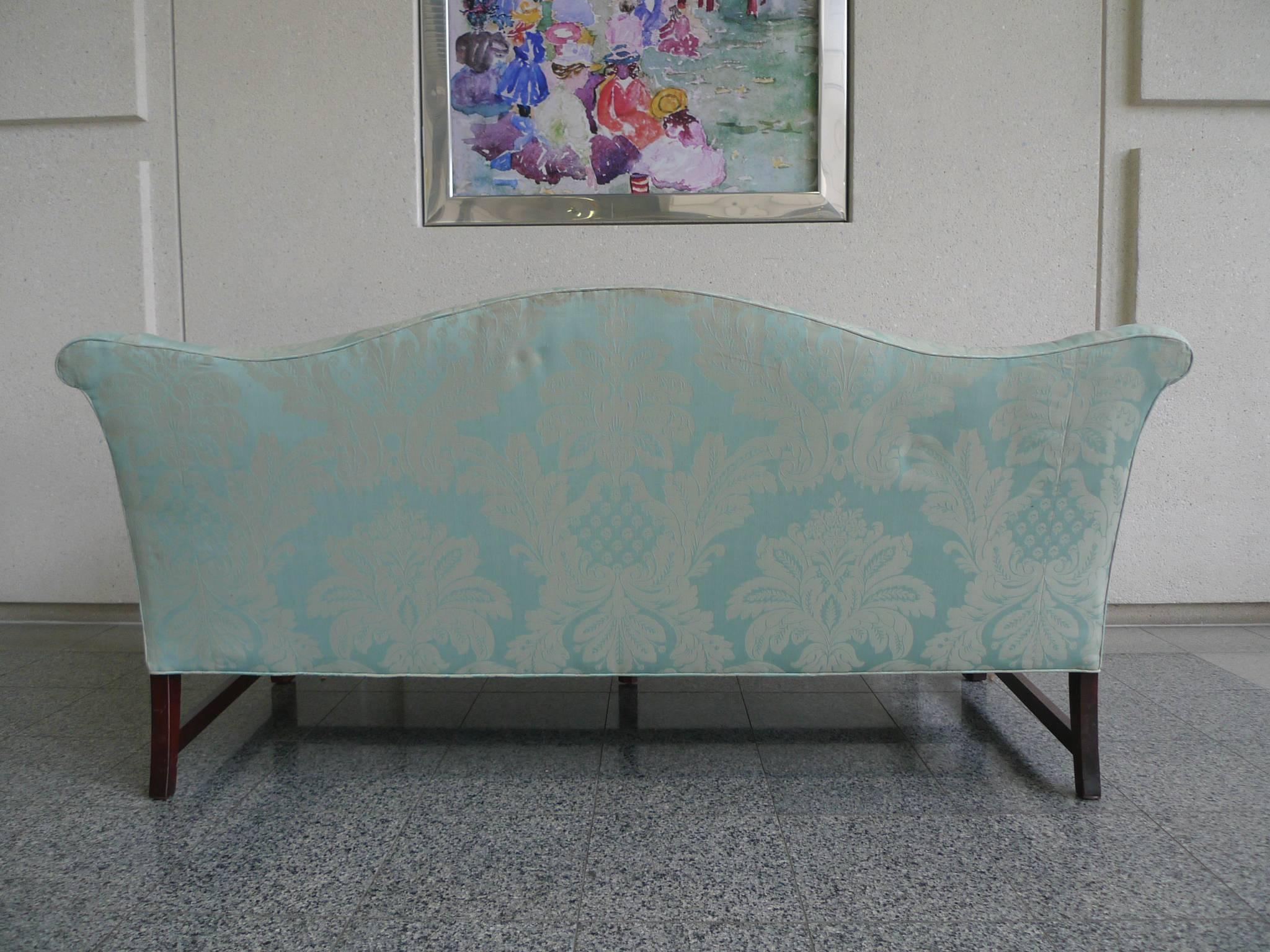 20th Century Chinese Chippendale Style Camelback Sofa 6