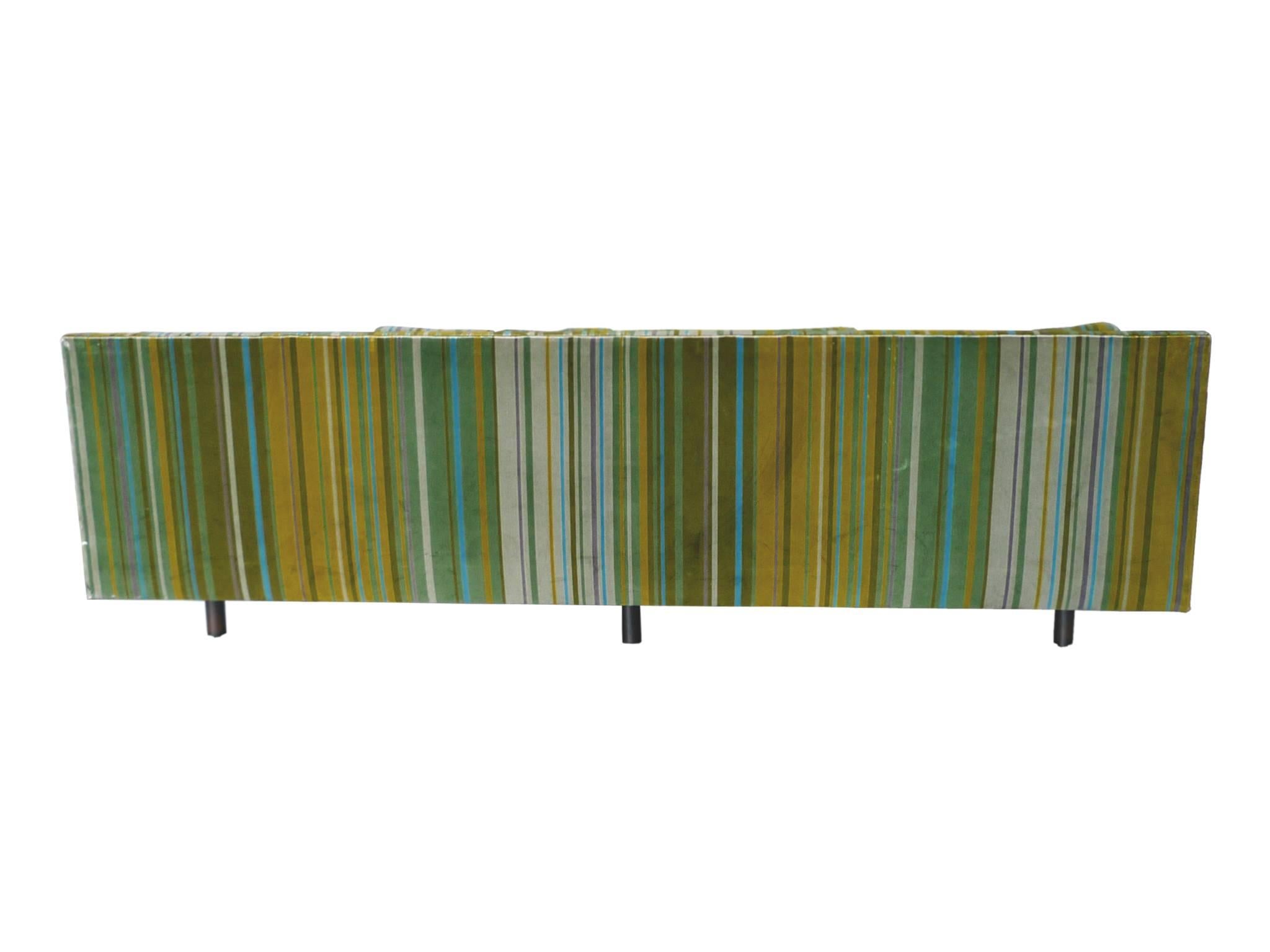 Mid-Century Modern 1960s Pair of Harvey Probber Striped Velvet Sofas