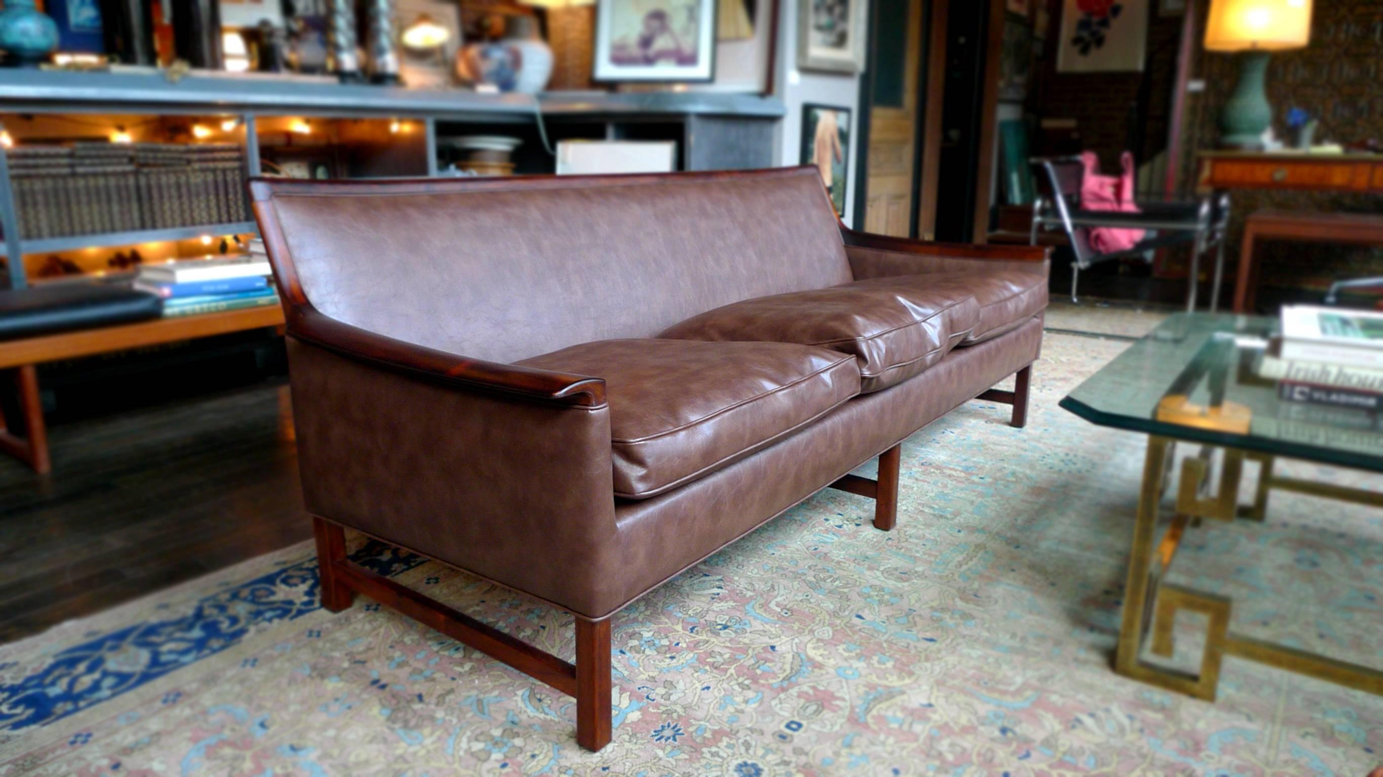 Faux Leather 1960s Swedish Rosewood Sofa by Bröderna Anderssons