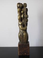 Bronze Sculpture "Woman with guitar"