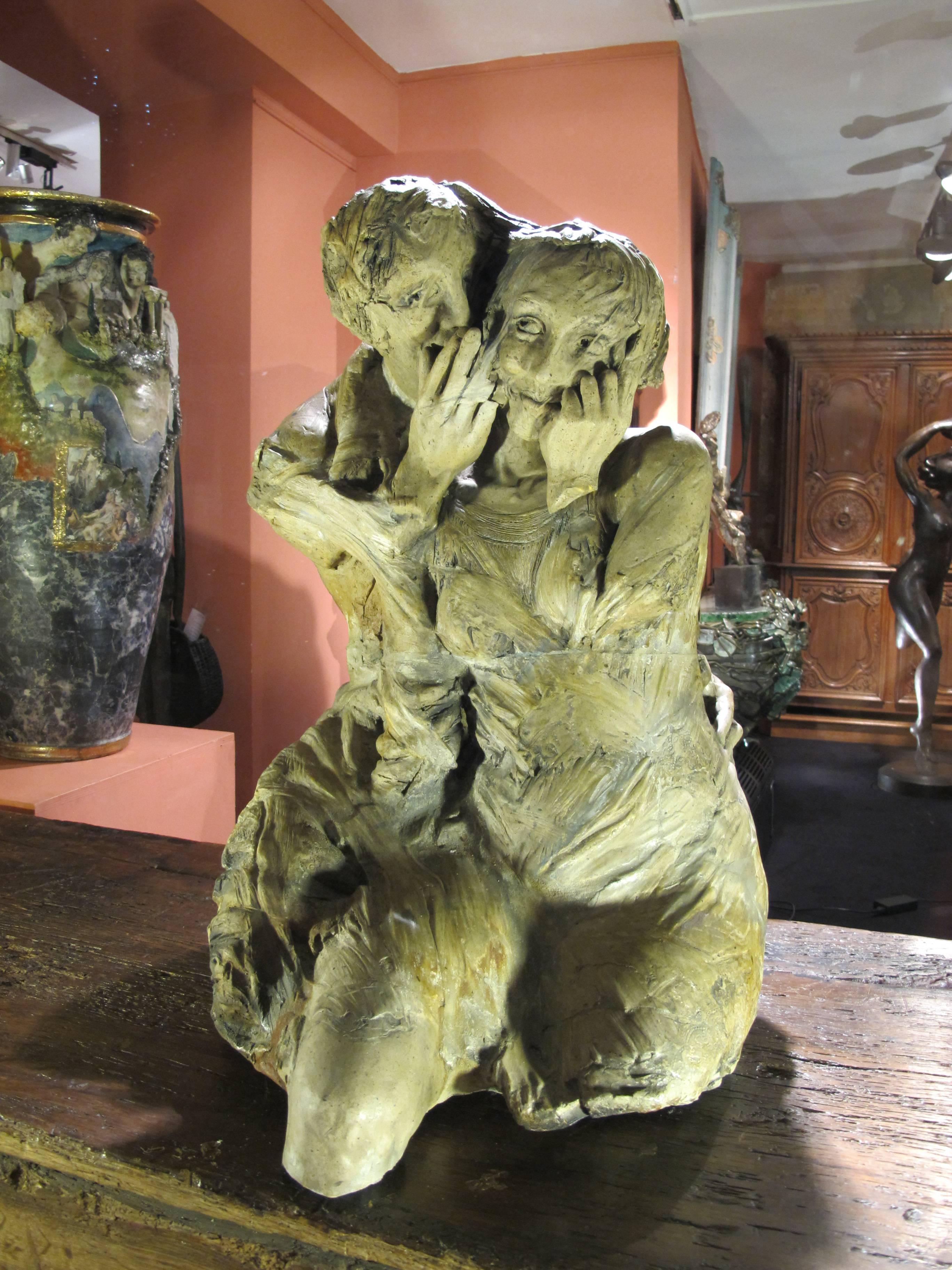 French Unique Stoneware Sculpture by France Siptrott For Sale