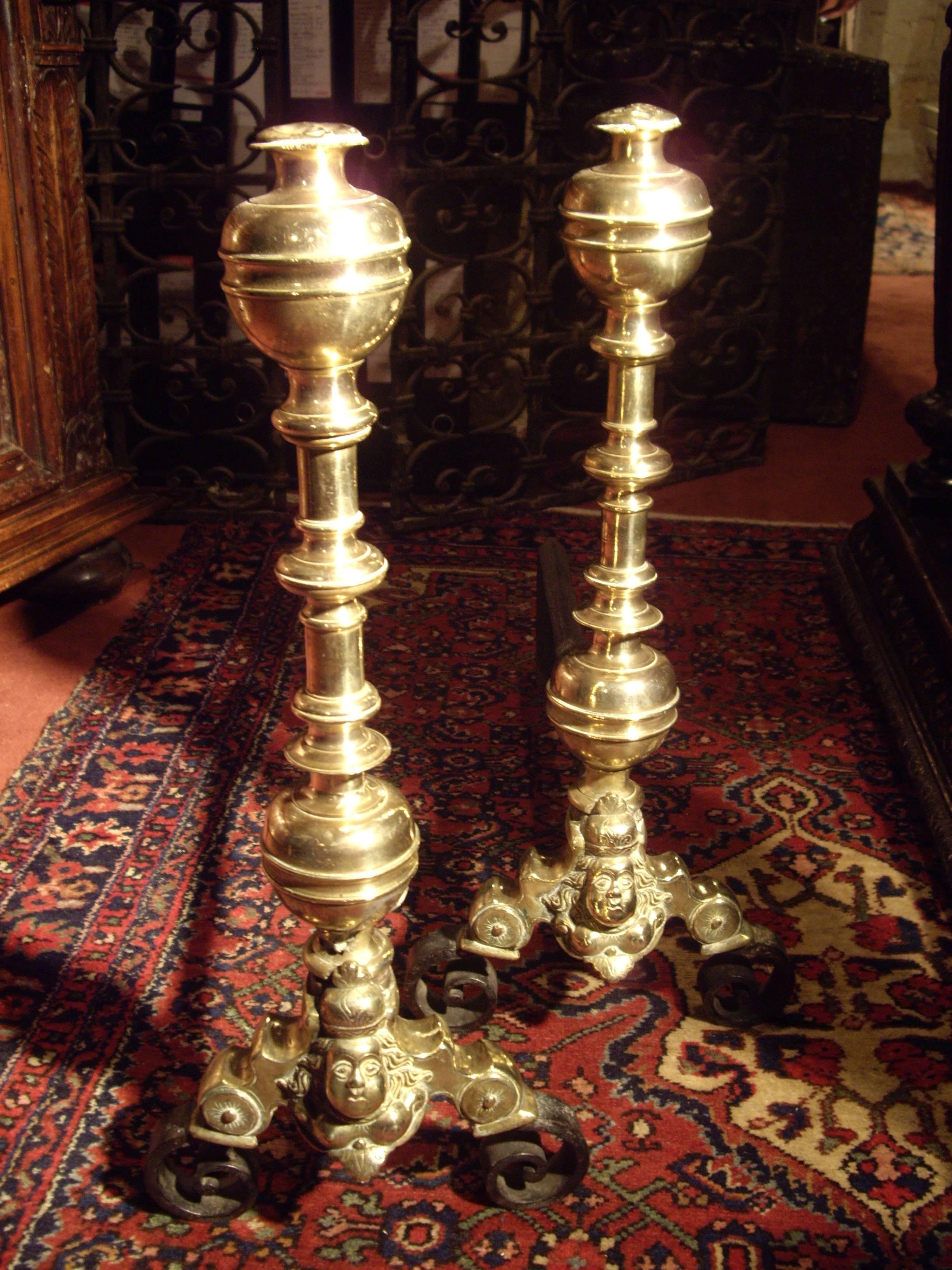 ORIGIN : FRANCE
PERIOD : 17th CENTURY

Height : 57.5 cm
Width : 55.5 cm
Depth : 25 cm
 
Gilded Bronze

On a base made of two wrought iron feet shaped as nice volutes, we can enjoy an ornamenation made of a quaint figure and a godrooned stem with a