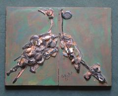 Triptych Painting "Tryptique Des Sanctuaires Aux Oiseaux" by Catherine Val