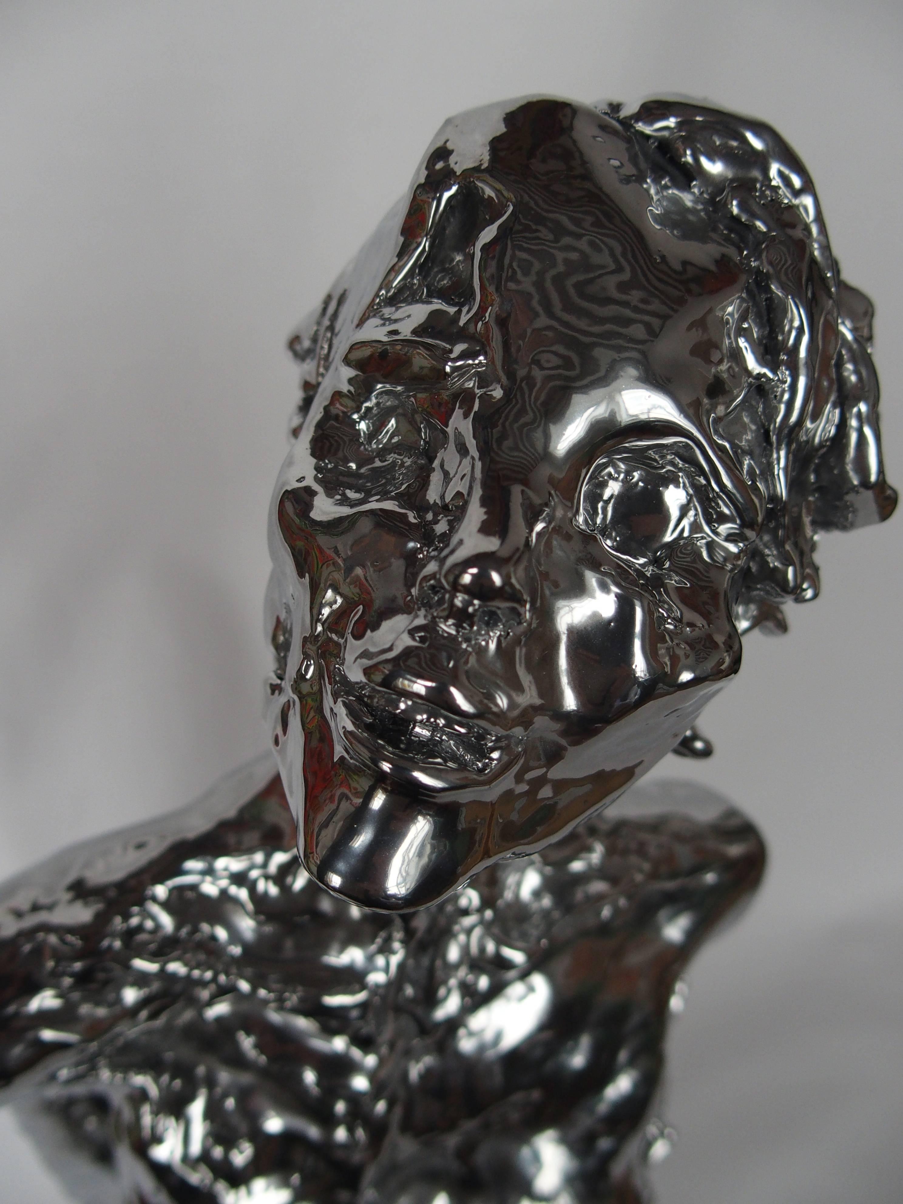 French Chromed Bronze Sculpture 