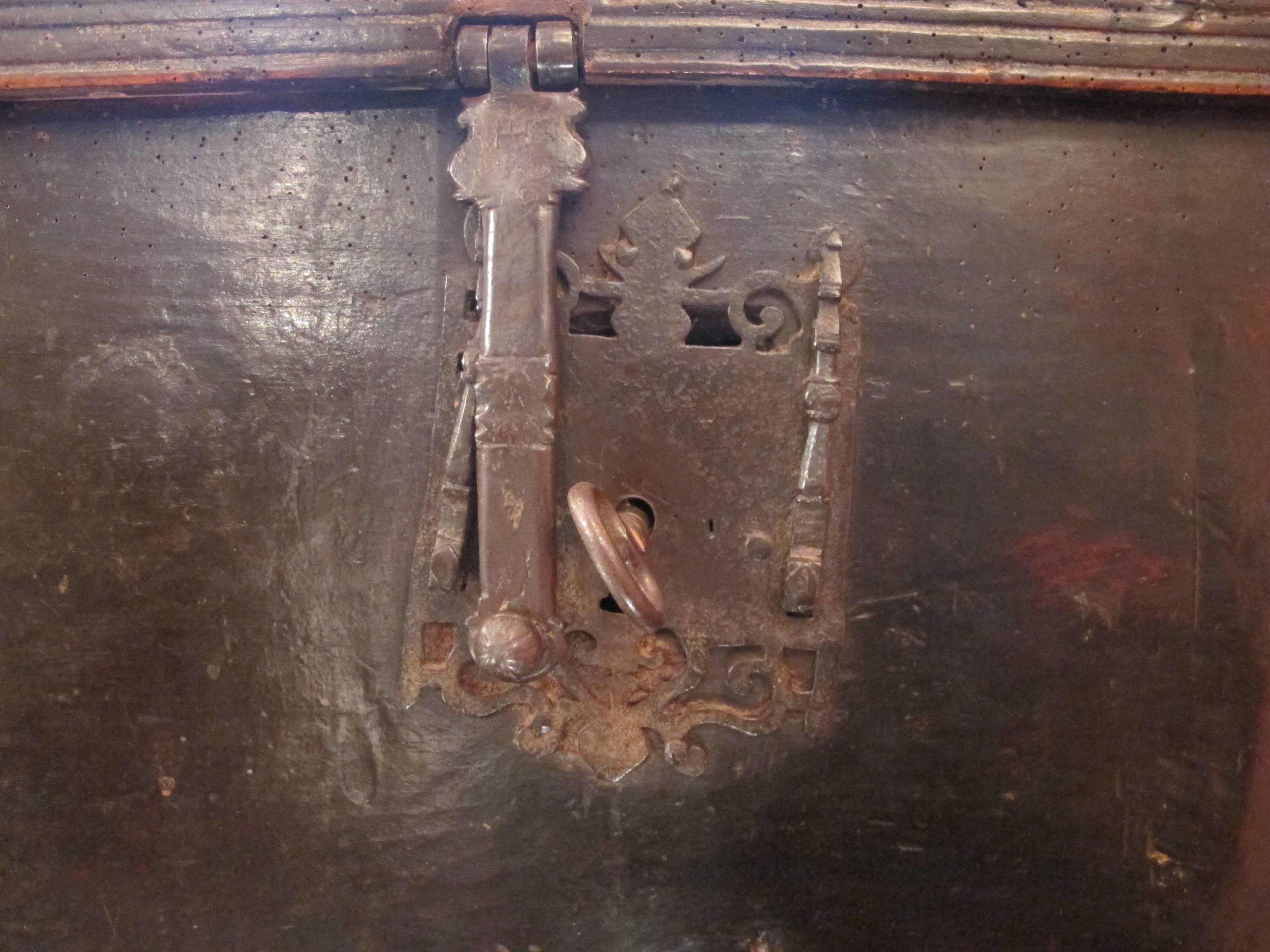 16th Century Walnut and Iron Chest For Sale 1