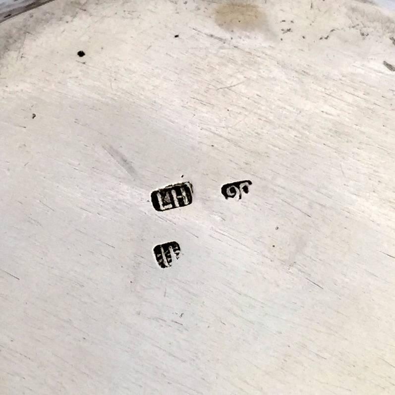 Chinese Export Silver Three-Piece Tea Set with Chrysanthemum Detail Dating In Excellent Condition For Sale In Singapore, SG