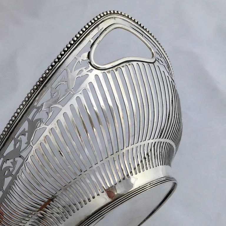 Early 20th Century Dutch Sterling Silver Bread Basket in Art Nouveau Style at 1stDibs