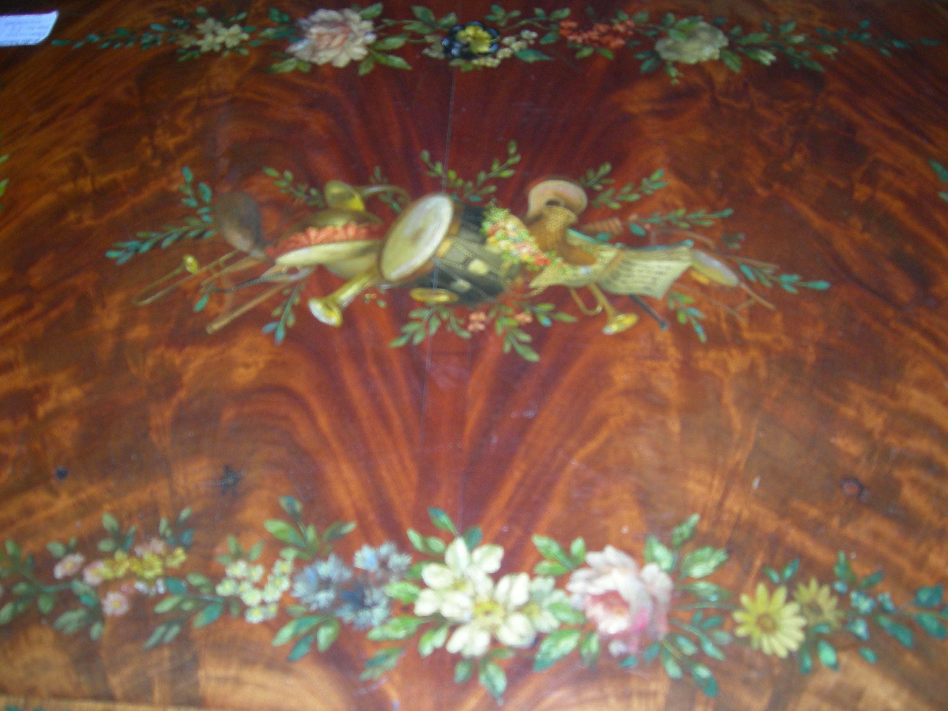 Hand-Painted 19th Century Edwards & Roberts Burr Mahogany Sofa Table For Sale