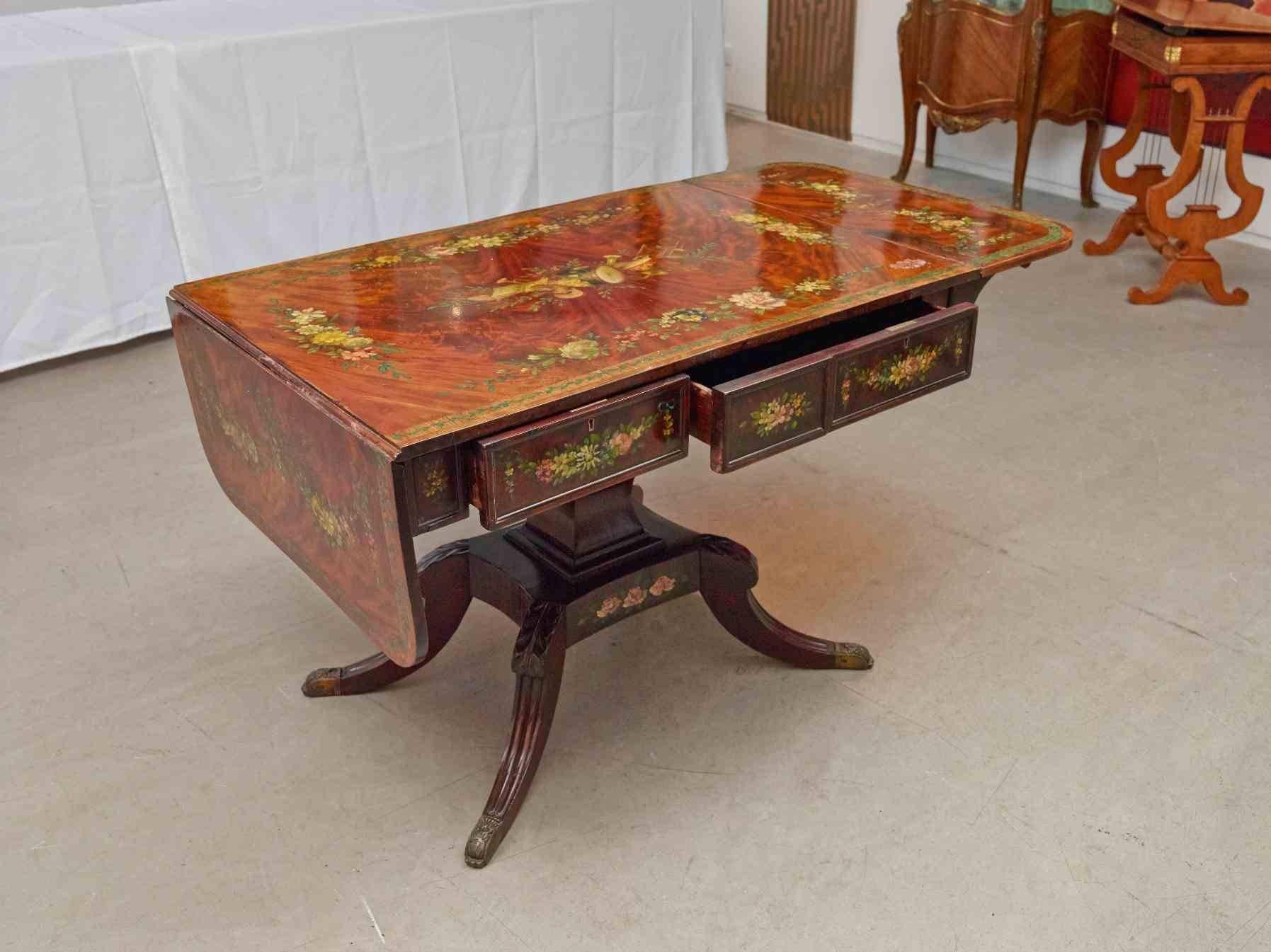 English 19th Century Edwards & Roberts Burr Mahogany Sofa Table For Sale