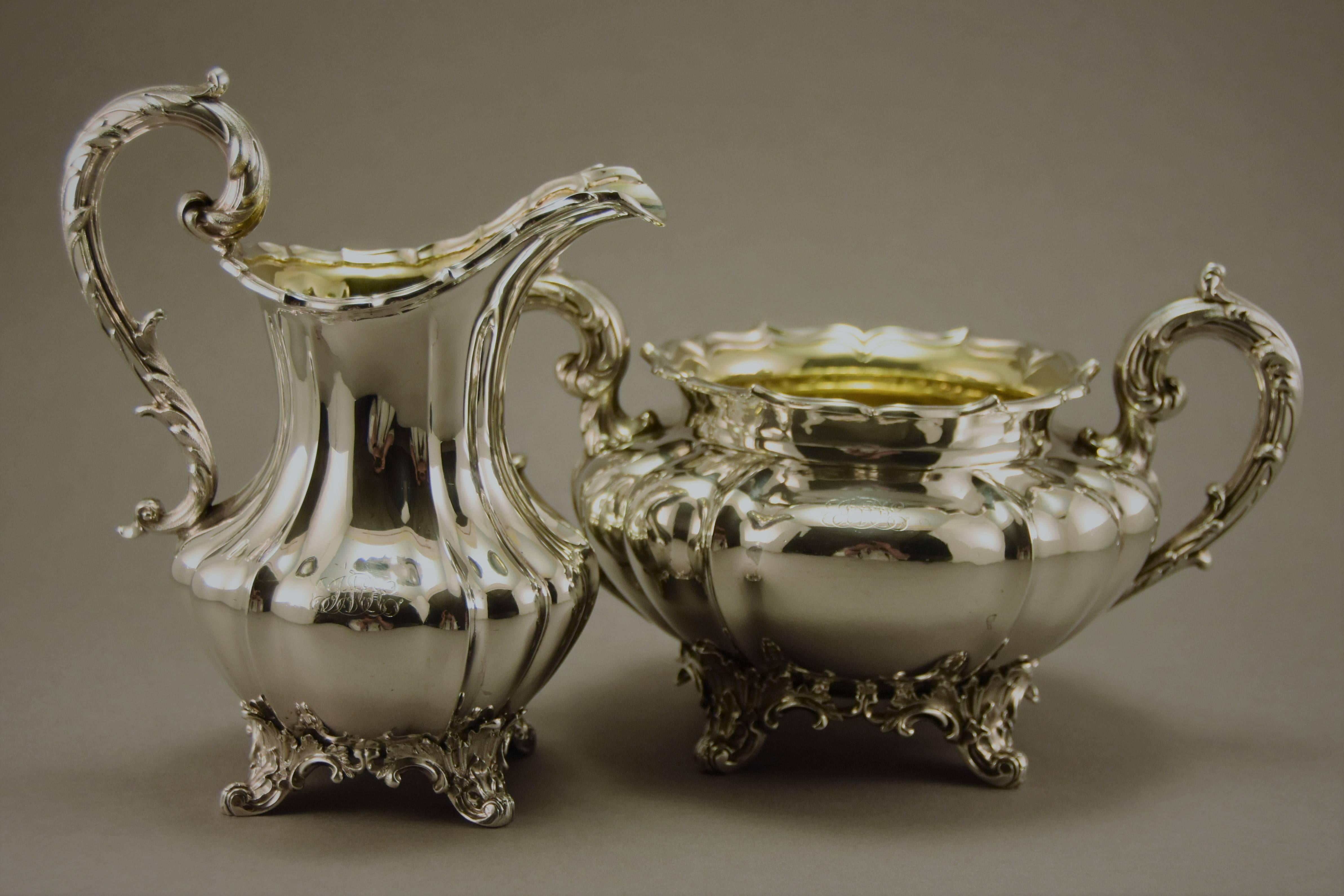 Sterling Silver English Coffee Tea Service, London, 1836 For Sale