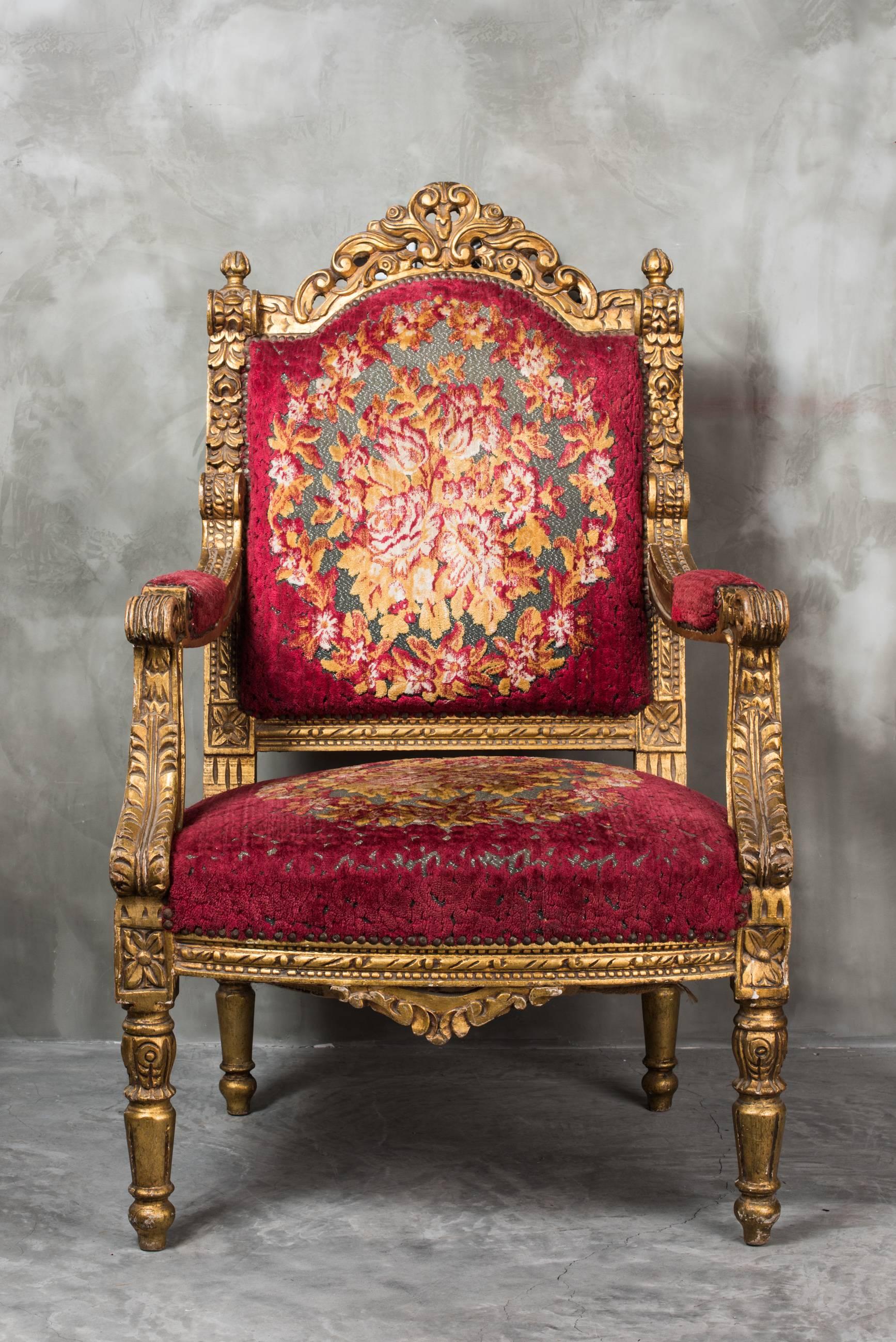 English Pair of 1950s Regal Thrones For Sale