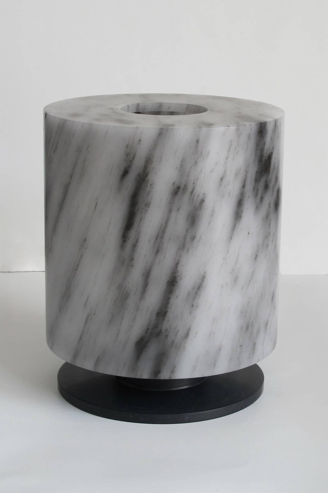 A beautiful and substantial modern marble table or desk lamp.
Marble has shades of white and black. Three pin plug.