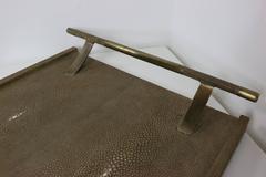 Shagreen Service Tray with Brass Inlay