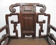 Pair of Early 19th Century Chinese Low-Back Armchairs in Rare Zhazhen Wood