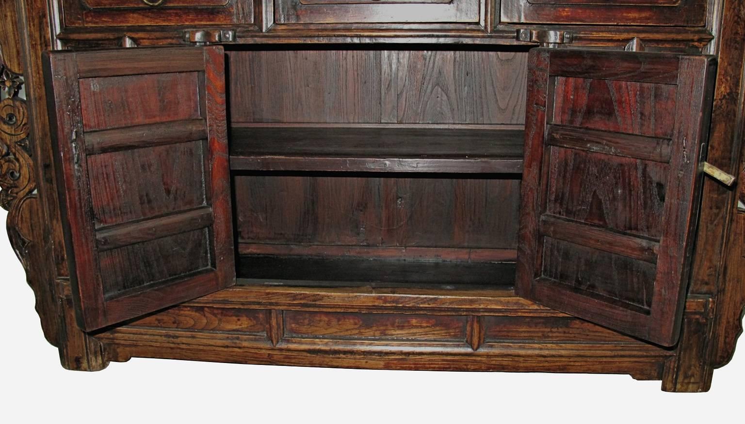 Wood 18th Century Chinese Elmwood Coffer For Sale