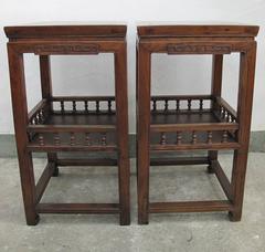 Pair of 19th Century Chinese Elmwood Square Tea Tables