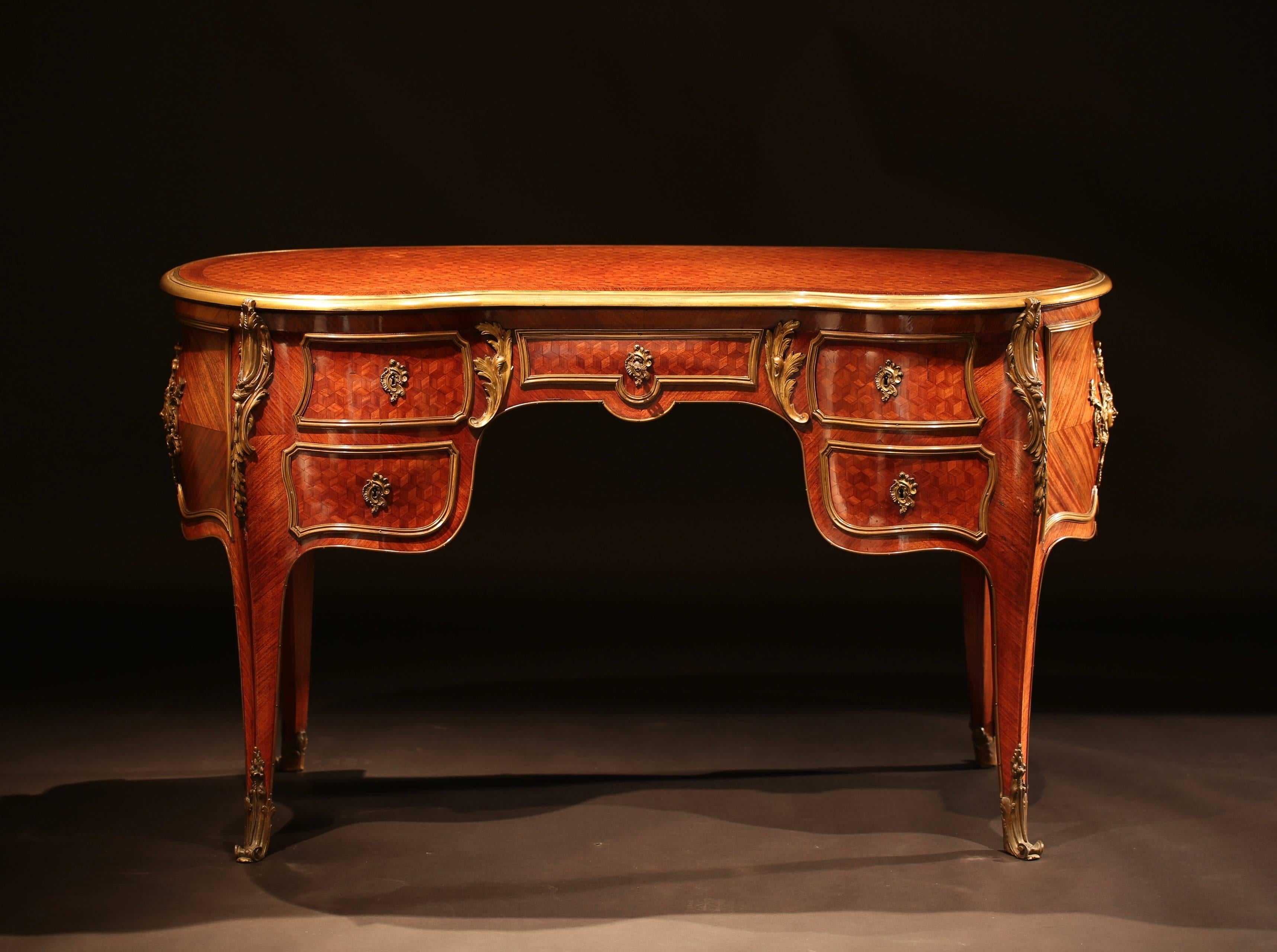 French 19th Century Louis XV Style Bureau Plat For Sale