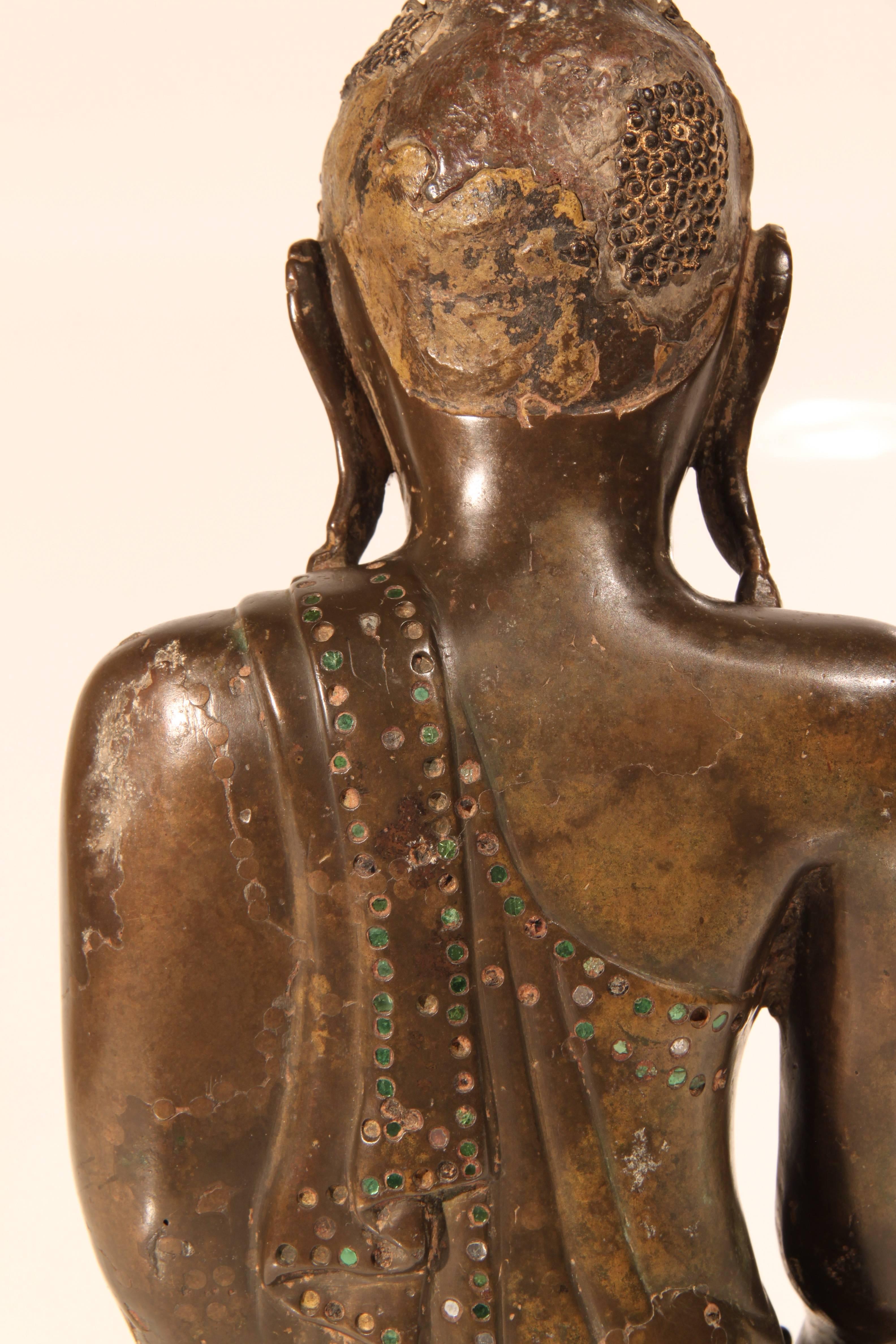 19th Century Thai Inlaid Bronze Buddha For Sale 2
