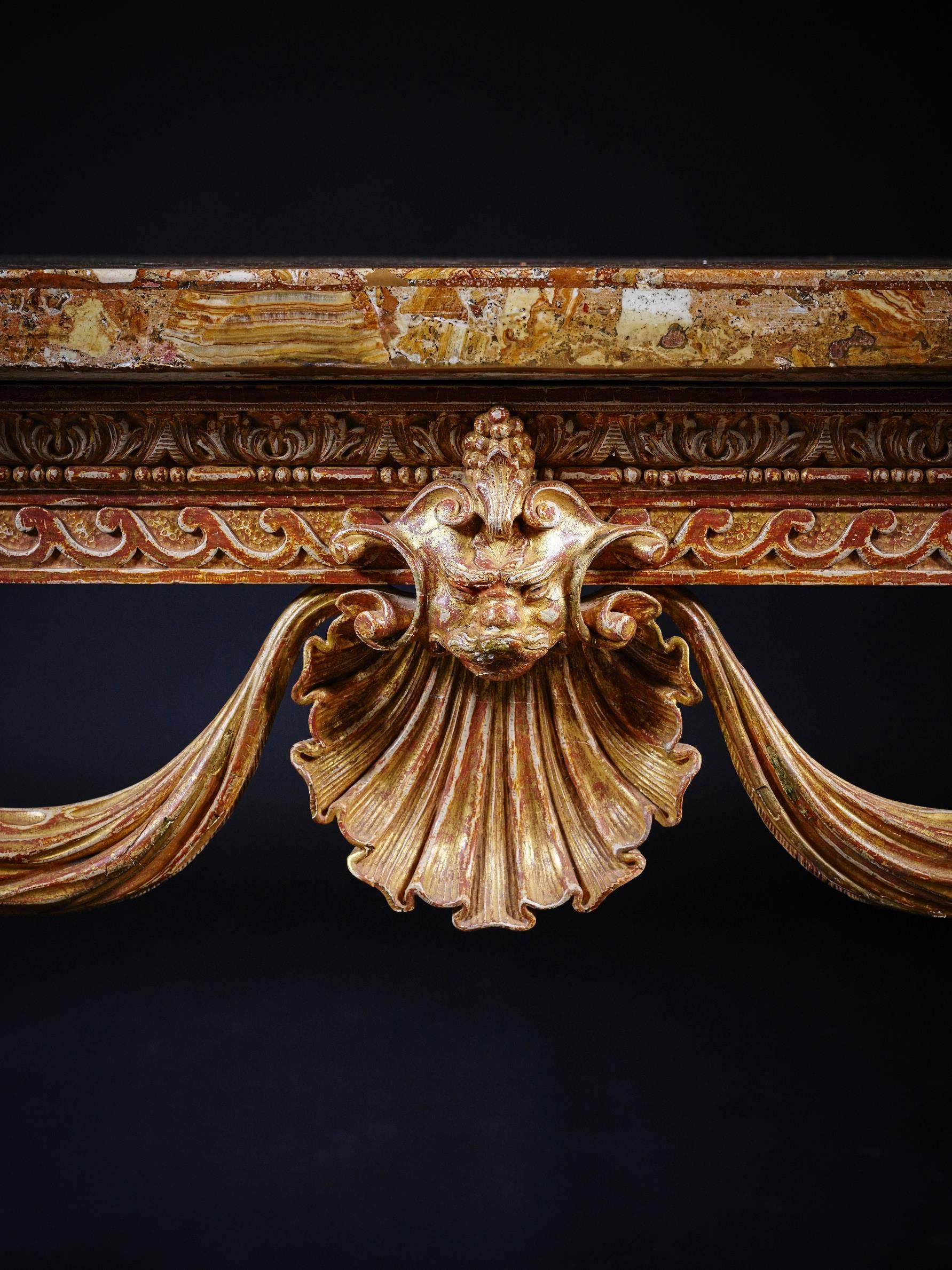 Carved Important George II Giltwood Side Table in the Manner of Henry Flitcroft