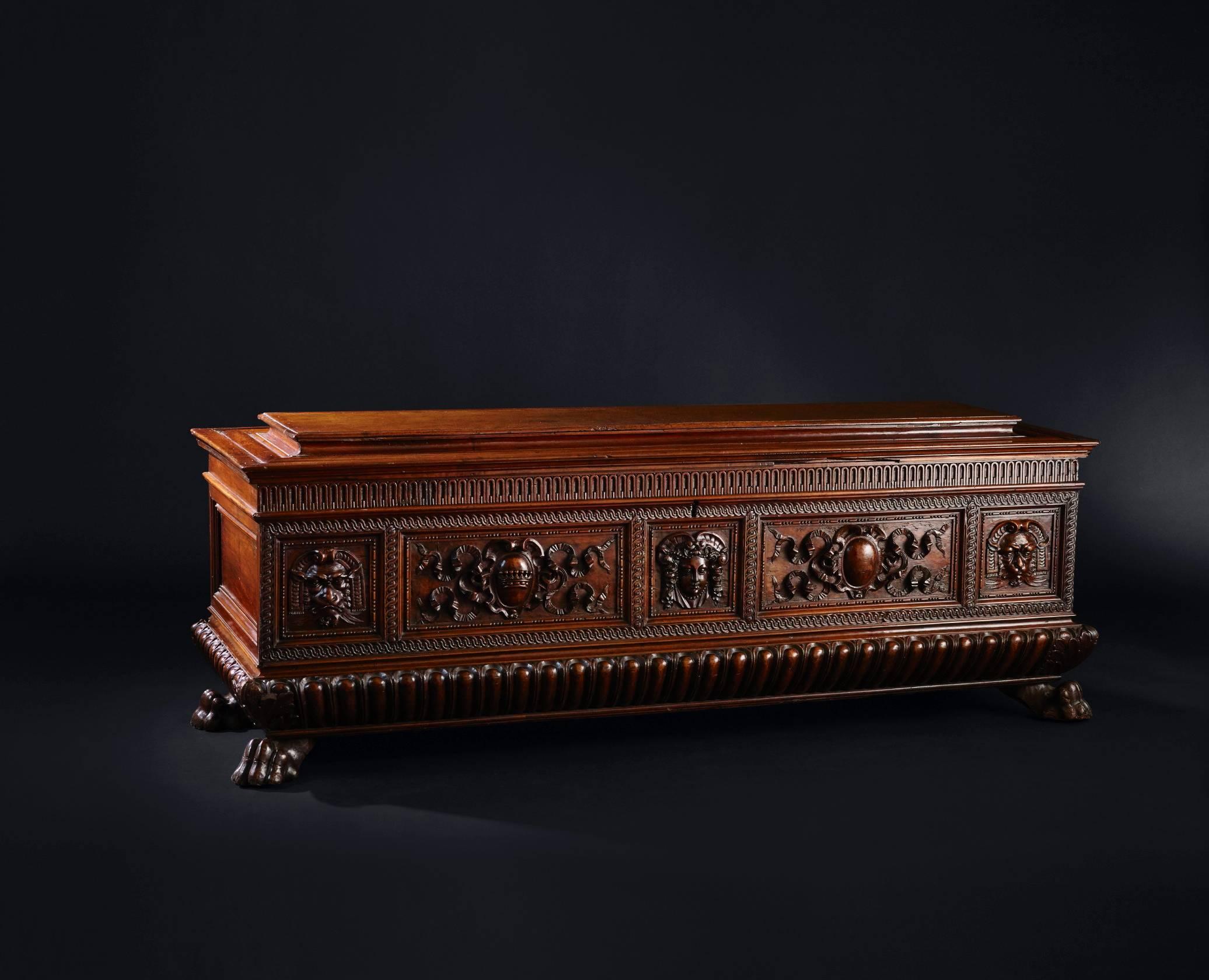 18th Century and Earlier 16th Century Tuscan Walnut Marriage Cassone
