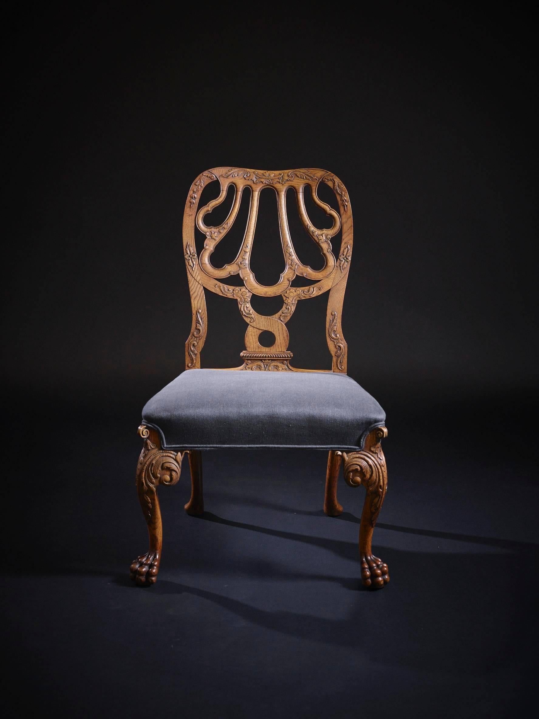 British 19th Century Oak Side Chair After a Design Attributed to Giles Grendy