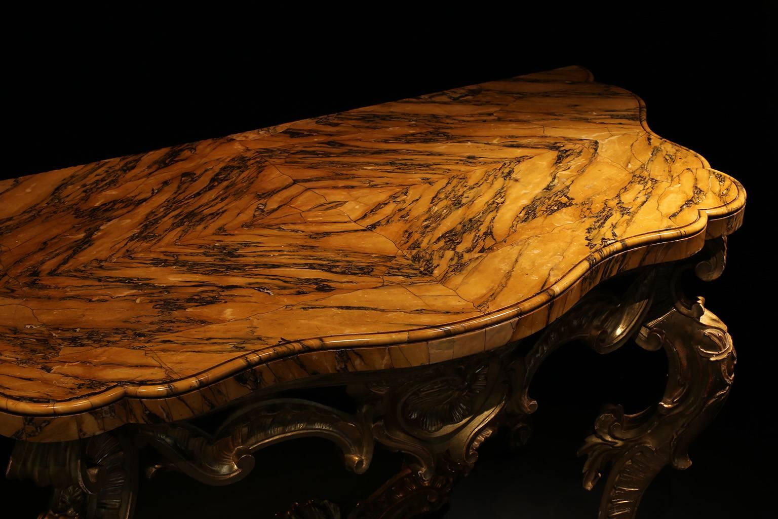 Rococo 18th Century Roman Giltwood Console Table For Sale