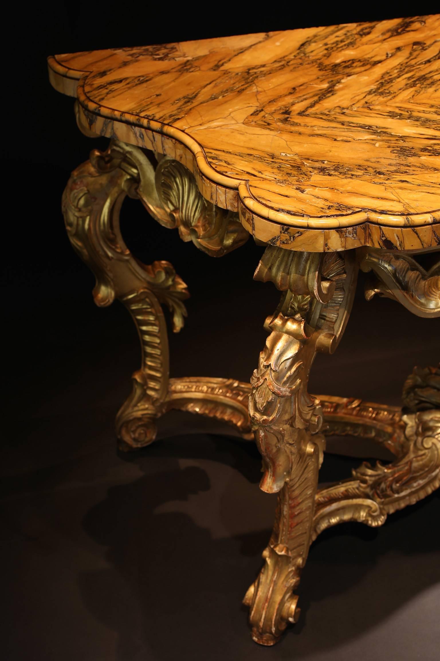 Italian 18th Century Roman Giltwood Console Table For Sale
